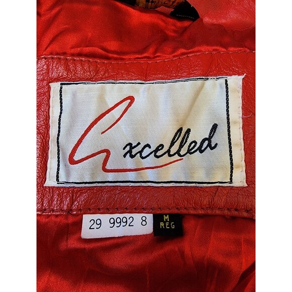 Excelled Vintage Red Leather Coat Belted Size Medium Full Zip - Picture 7 of 12